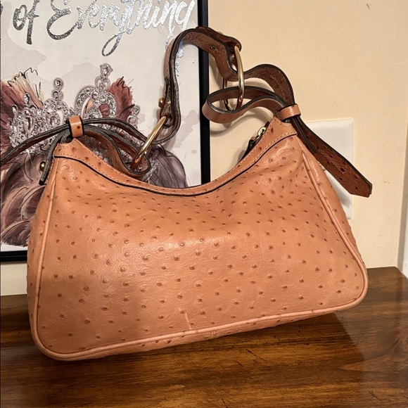 Dooney & Bourke Ostrich-Embossed Tan Shoulder Bag - Picture 2 of 8